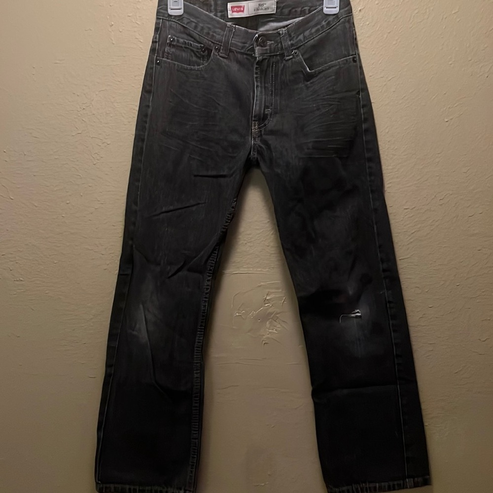 Used Boy Grey Stone wash 505 straight Levi’s size 14 regular 27/27